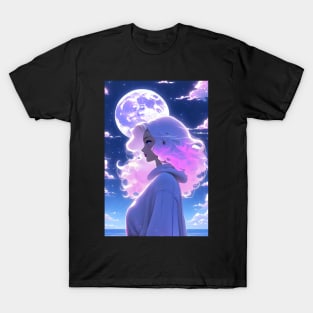 Anime moon girl pink moon selenopile girl moon lover T-Shirt